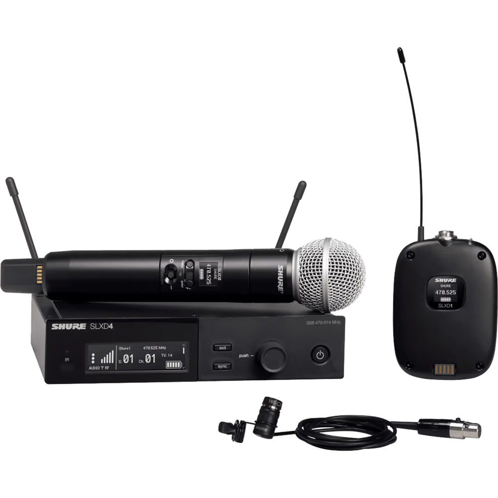 Shure SLXD124/85M Digital Wireless Combo System with SM58® Handheld and WL185m Lavalier Microphones