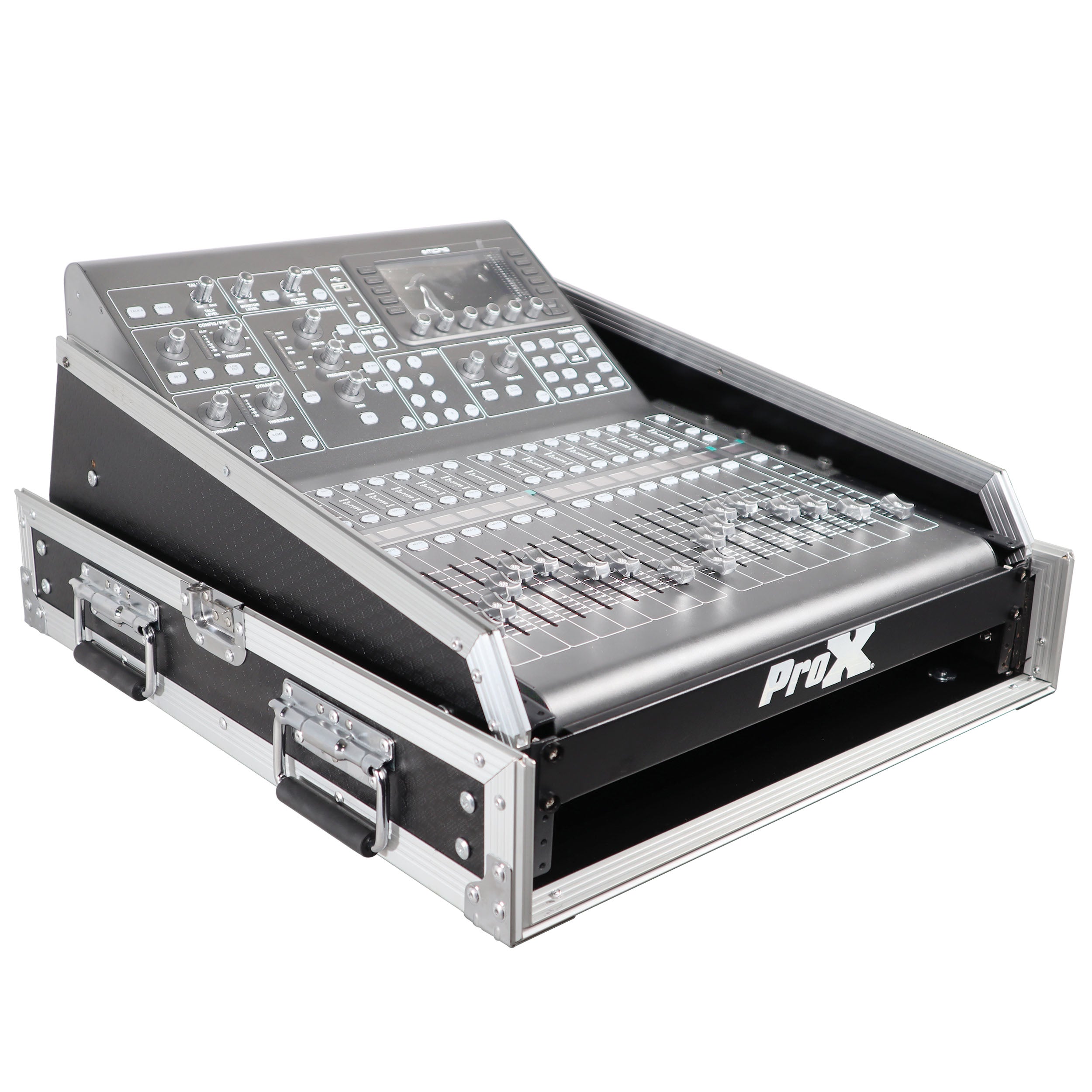 13U Top Mixer and 2U Rack Combo Flight Case with Laptop Shelf and 3 removable doors