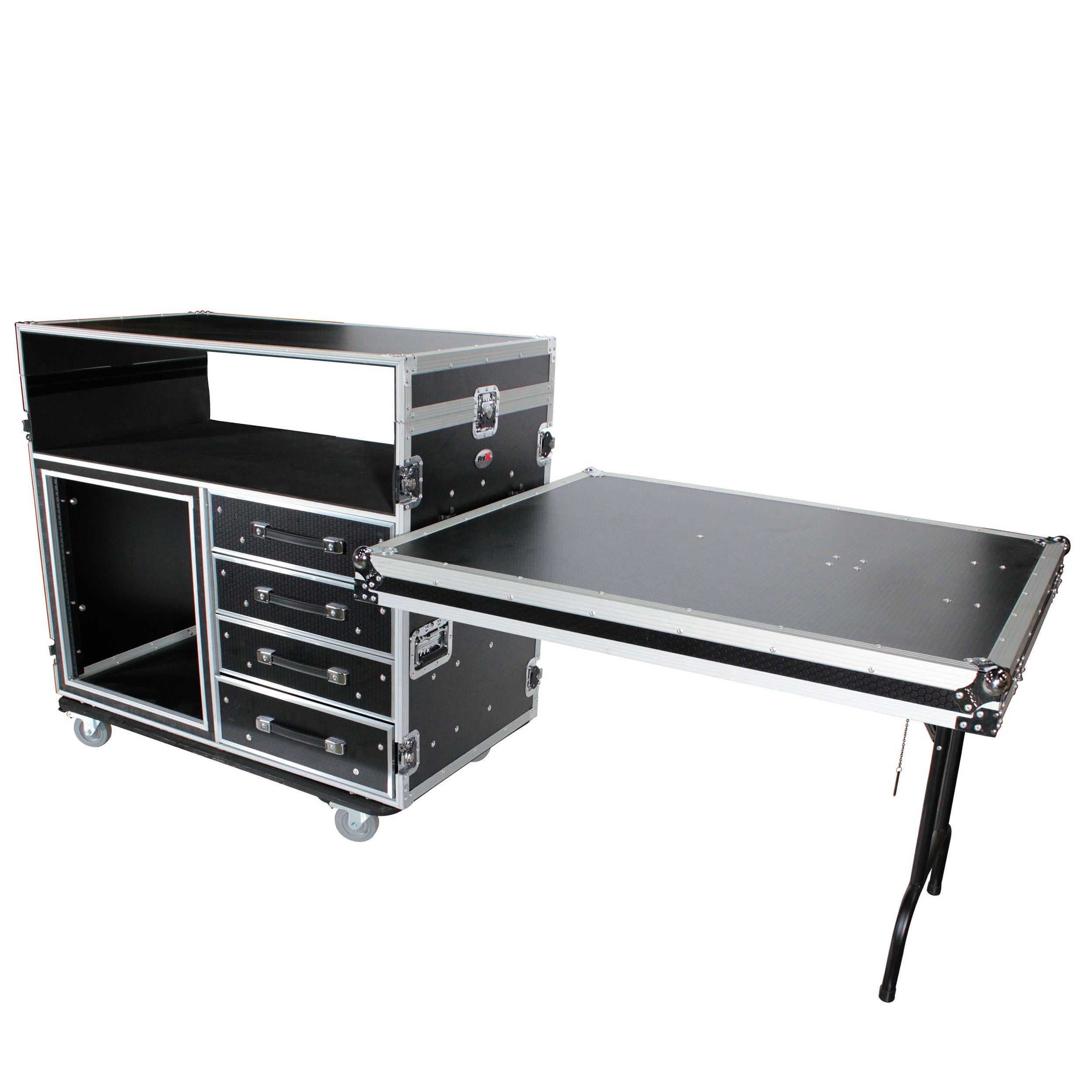 ATA Flight Style Mixing Console Case 12U Shockproof Rack (2) Side Tables