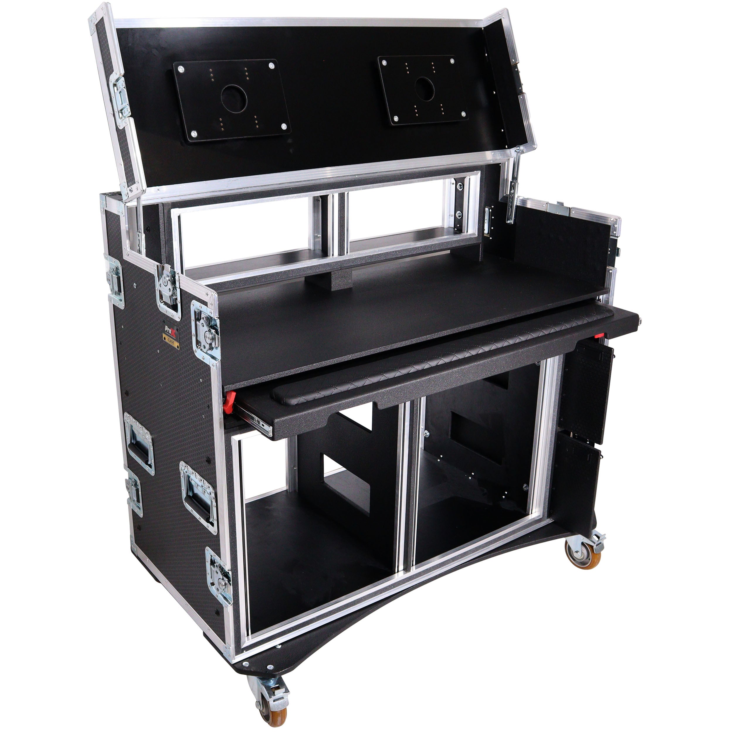 Mobile AV Broadcasting Streaming Recording Studio Workstation Case with 2x 4U Top 2x 12U Bottom